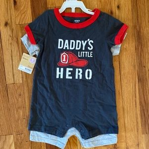 2 pack firetruck short onesies